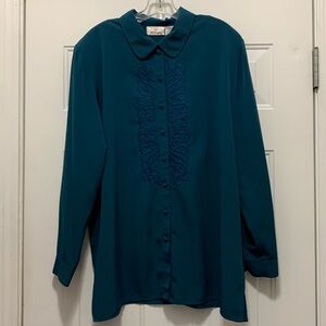 3/$15 Worthington size 18 teal long sleeved blouse